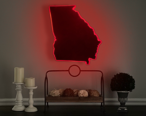 State of Georgia Wood LED Neon Sign – Collegiate Sign Company