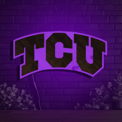 TCU Horned Frogs Wood LED Neon Sign