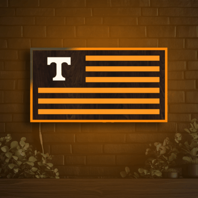 Tennessee Volunteers Wood LED Flag Neon Sign
