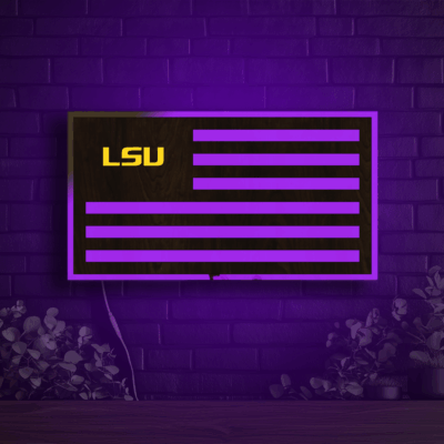LSU Tigers Wood LED Flag Neon Sign