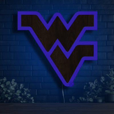 West Virginia Mountaineers Wood LED Neon Sign