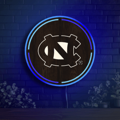 UNC Tarheels Inside Circle Wood LED Neon Sign