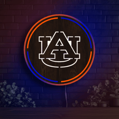 Auburn Tigers Inside Circle Wood LED Neon Sign