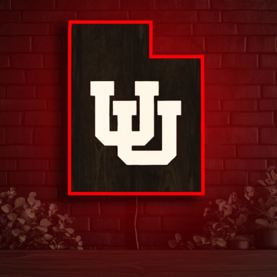 Utah Utes Inside State Wood LED Neon Sign
