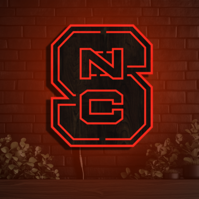 NC State Wolfpack Wood LED Neon Sign