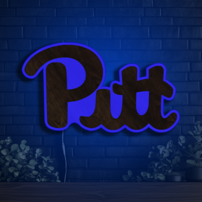 Pitt Panthers Wood LED Neon Sign
