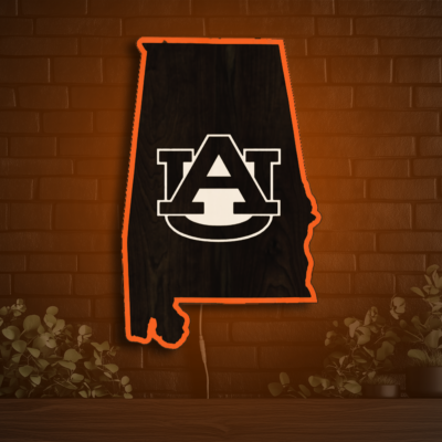 Auburn Tigers Inside State Wood LED Neon Sign
