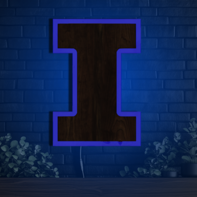 Illinois Fighting Illini Wood LED Neon Sign