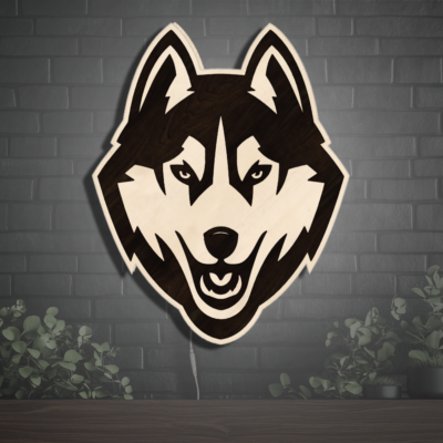 UConn Huskies Wood LED Neon Sign