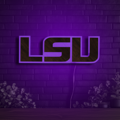 LSU Tigers Wood LED Neon Sign