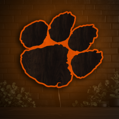 Clemson Tigers Wood LED Neon Sign