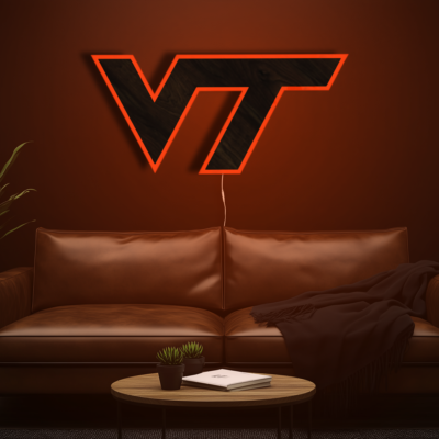 Virginia Tech Hokies Wood LED Neon Sign