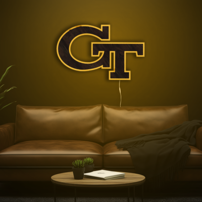 Georgia Tech Yellow Jackets Wood LED Neon Sign