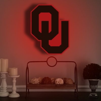 Oklahoma Sooners Wood LED Neon Sign