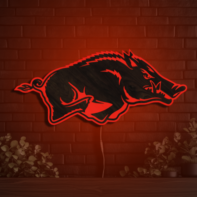 Arkansas Razorbacks Wood LED Neon Sign